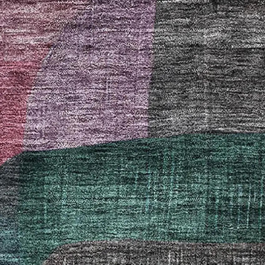 Green Orange Purple And Teal Abstract Geometric Washable Area Rug With UV Protection Photo 3