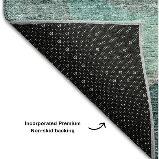 Green Orange Purple And Teal Abstract Geometric Washable Area Rug With UV Protection Photo 7