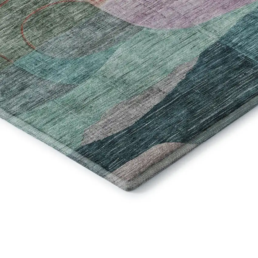 Green Orange Purple And Teal Abstract Geometric Washable Area Rug With UV Protection Photo 8