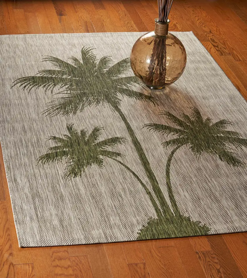 Green Palm Tree Indoor Outdoor Area Rug Photo 7