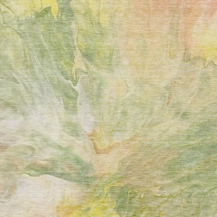 Green Peach And Yellow Abstract Washable Area Rug With UV Protection Photo 3