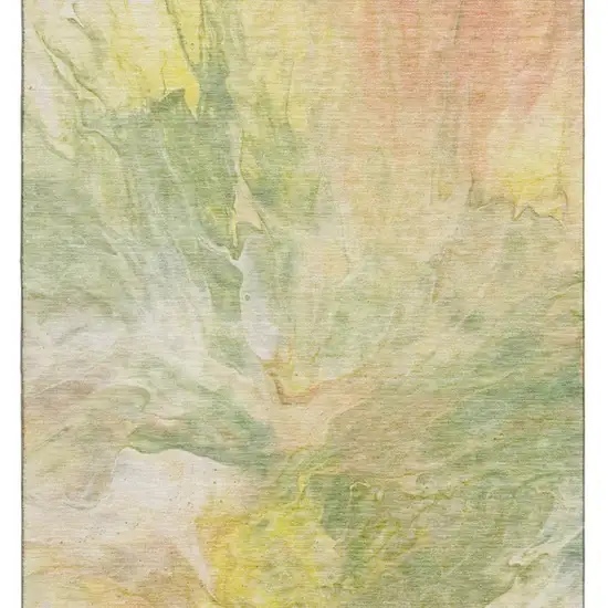 Green Peach And Yellow Abstract Washable Area Rug With UV Protection Photo 9