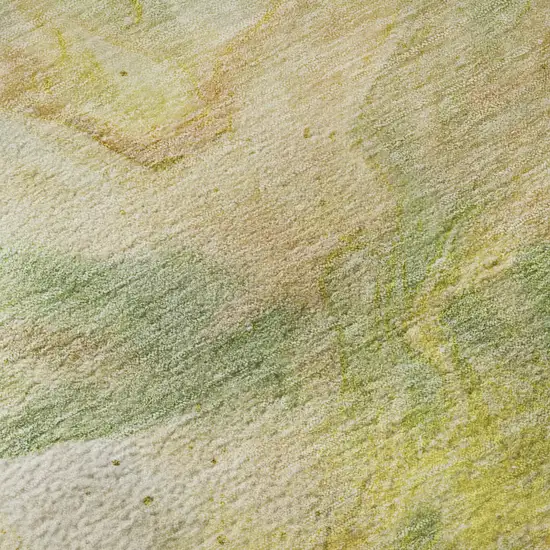 Green Peach And Yellow Abstract Washable Area Rug With UV Protection Photo 3