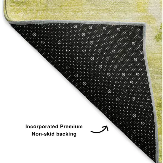 Green Peach And Yellow Abstract Washable Area Rug With UV Protection Photo 8