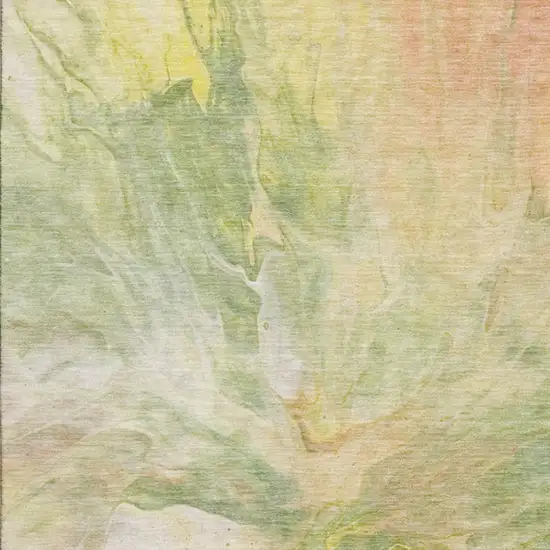 Green Peach And Yellow Abstract Washable Area Rug With UV Protection Photo 3