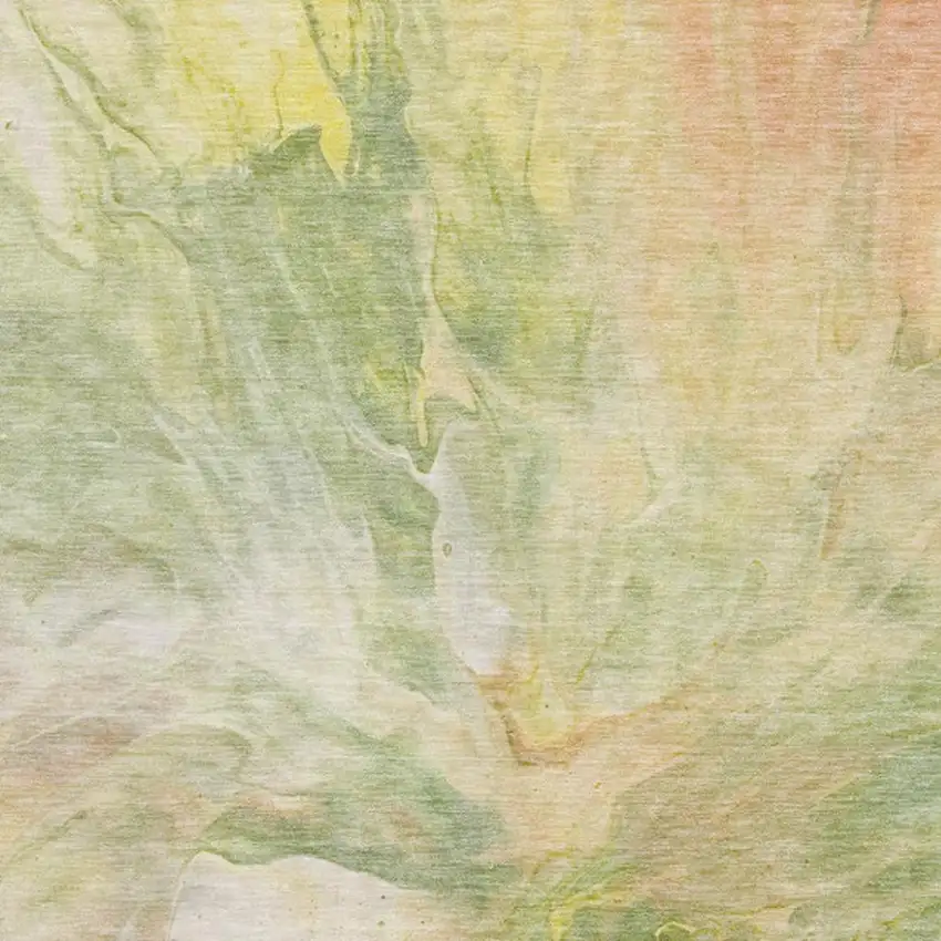 Green Peach And Yellow Abstract Washable Area Rug With UV Protection Photo 3