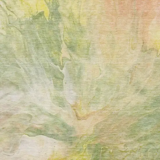 Green Peach And Yellow Abstract Washable Area Rug With UV Protection Photo 9