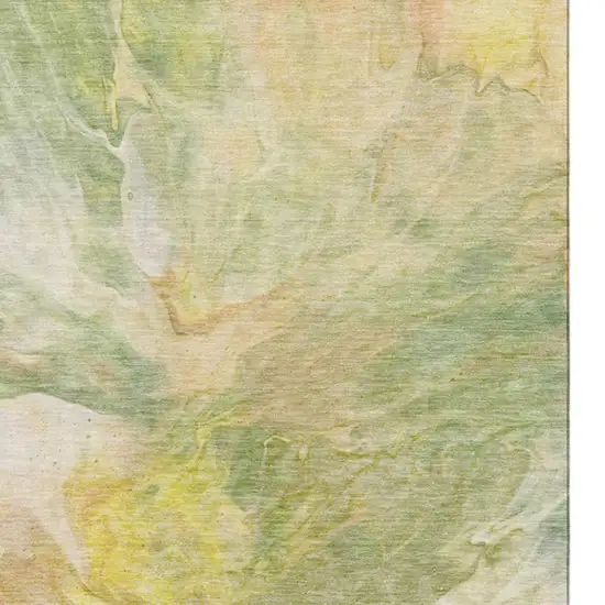 Green Peach And Yellow Abstract Washable Area Rug With UV Protection Photo 3