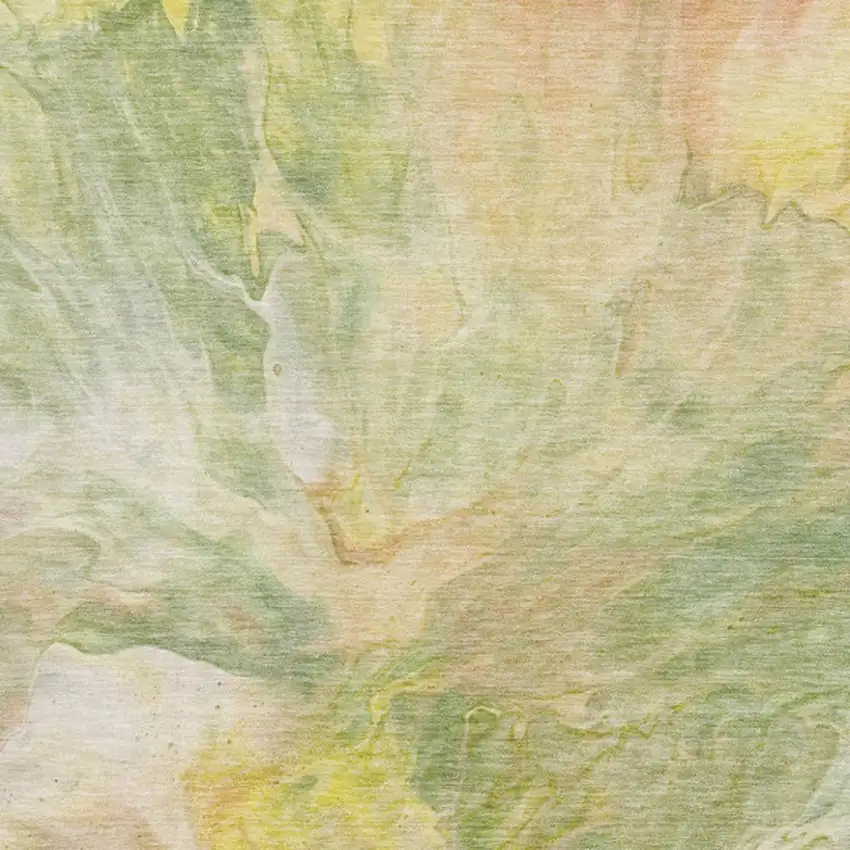 Green Peach And Yellow Abstract Washable Area Rug With UV Protection Photo 9