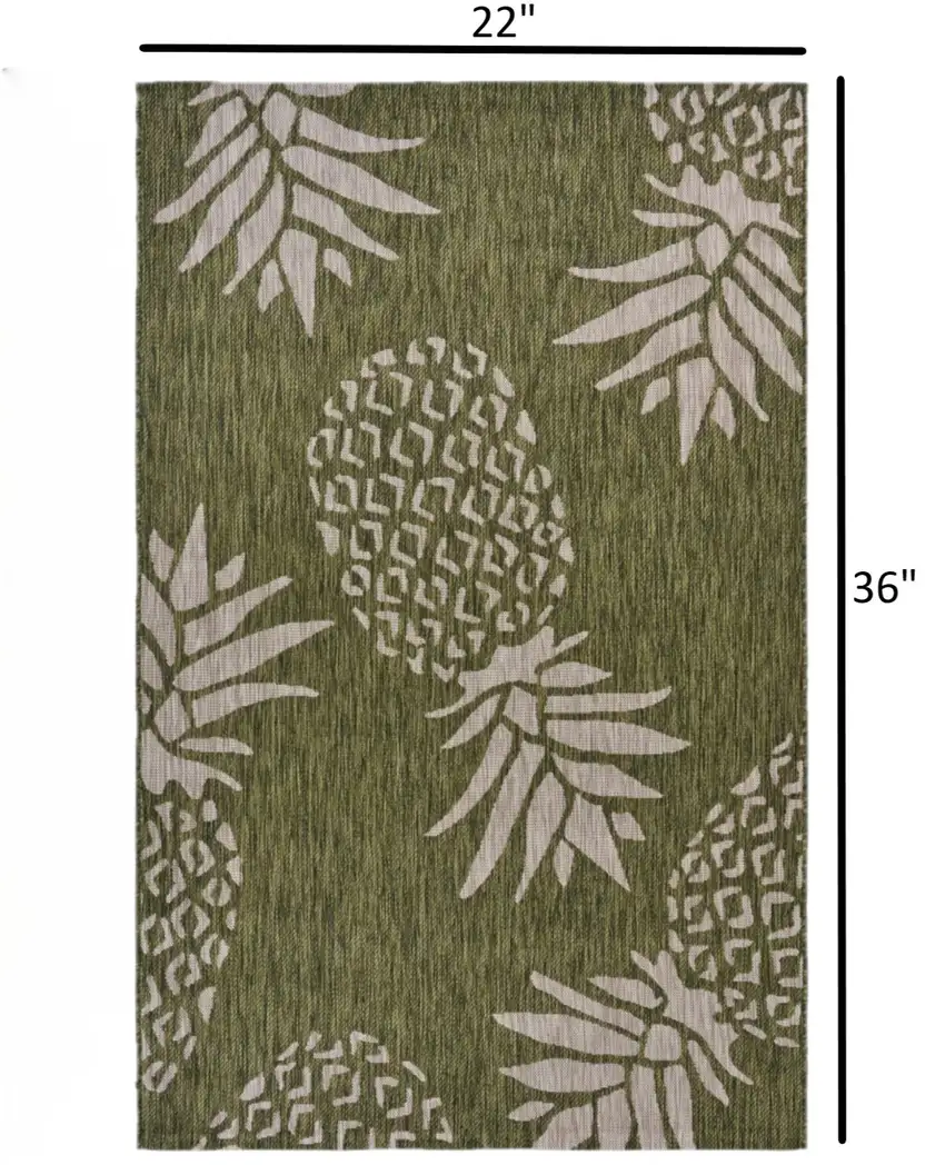 Green Pineapple Indoor Outdoor Scatter Rug Photo 4