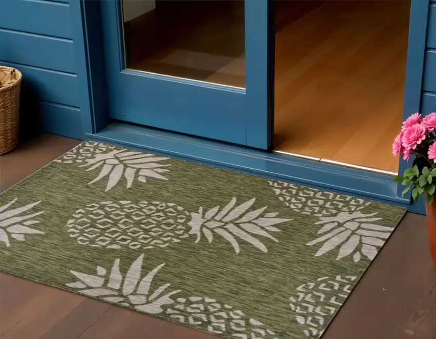 Green Indoor Outdoor Area Rug Photo 1