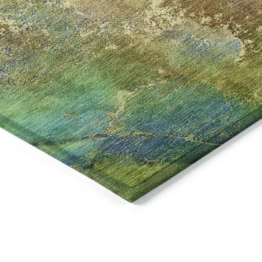 Green Pink And Blue Abstract Washable Indoor Outdoor Area Rug Photo 6