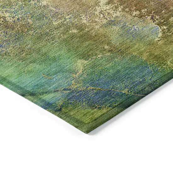 Green Pink And Blue Abstract Washable Indoor Outdoor Area Rug Photo 5
