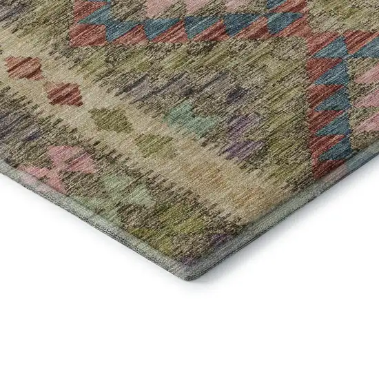 Green Pink And Blue Geometric Washable Area Rug With UV Protection Photo 7