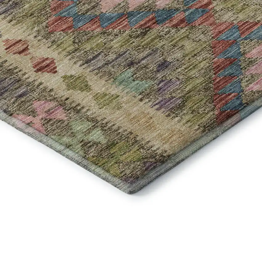 Green Pink And Blue Geometric Washable Area Rug With UV Protection Photo 7