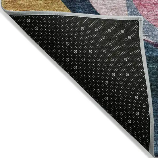 Green Pink And Gray Abstract Washable Indoor Outdoor Area Rug Photo 5