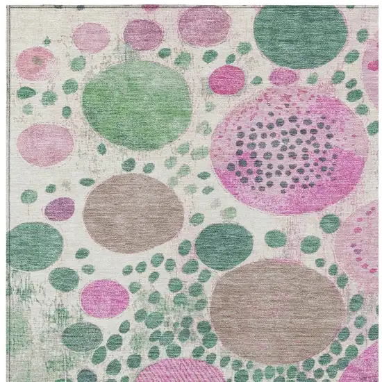 Green Pink And Mauve Geometric Washable Indoor Outdoor Area Rug Photo 3