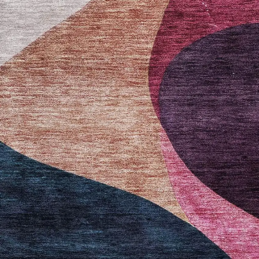 Green Pink Purple And Teal Abstract Washable Area Rug With UV Protection Photo 3