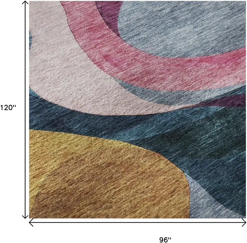 Green Pink Purple And Teal Abstract Washable Area Rug With UV Protection Photo 8
