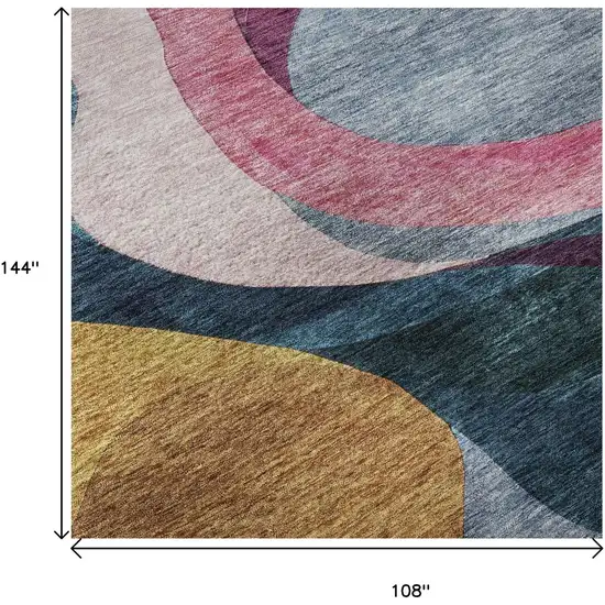 Green Pink Purple And Teal Abstract Washable Area Rug With UV Protection Photo 8