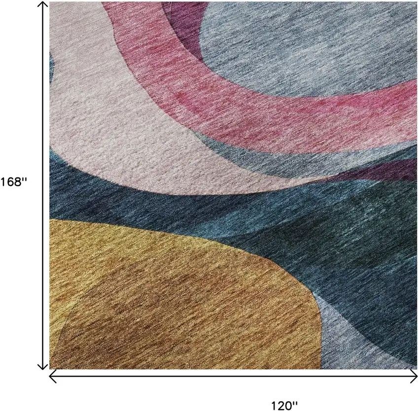 Green Pink Purple And Teal Abstract Washable Area Rug With UV Protection Photo 8