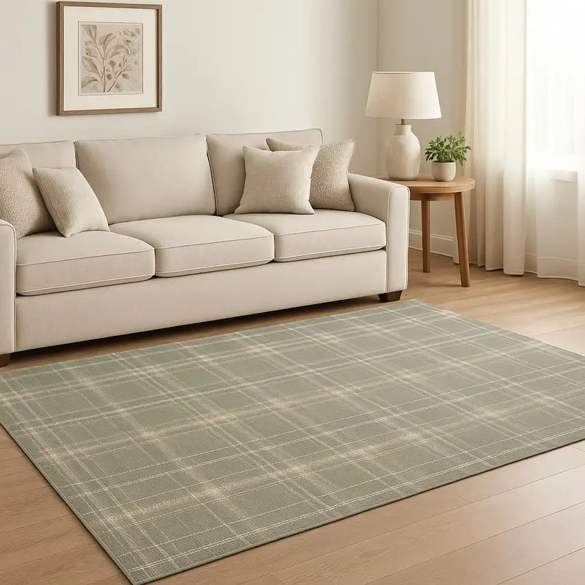 Green Plaid Area Rug Photo 1