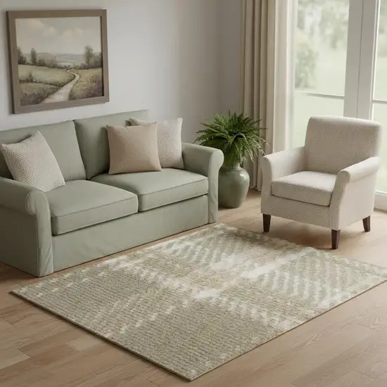 Green Plaid Power Loom Area Rug Photo 1