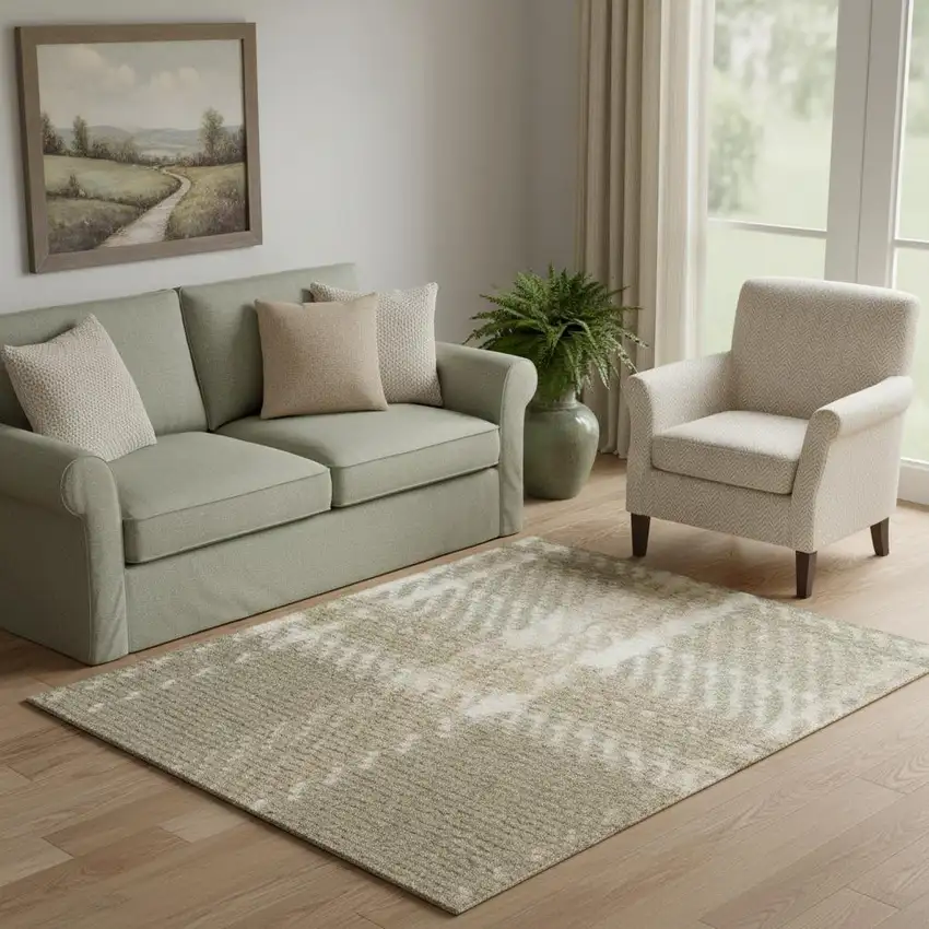 Green Plaid Power Loom Area Rug Photo 1