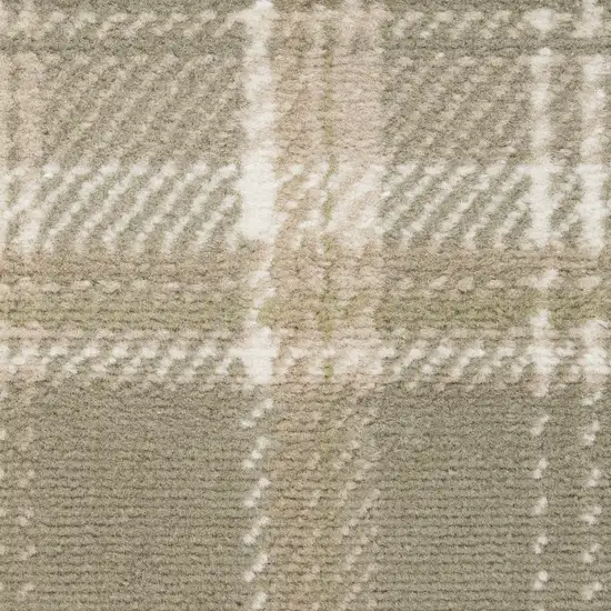 Green Plaid Power Loom Area Rug Photo 3