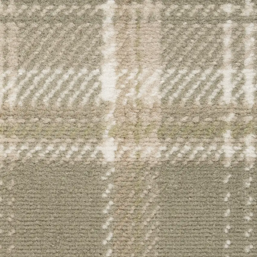 Green Plaid Power Loom Area Rug Photo 3