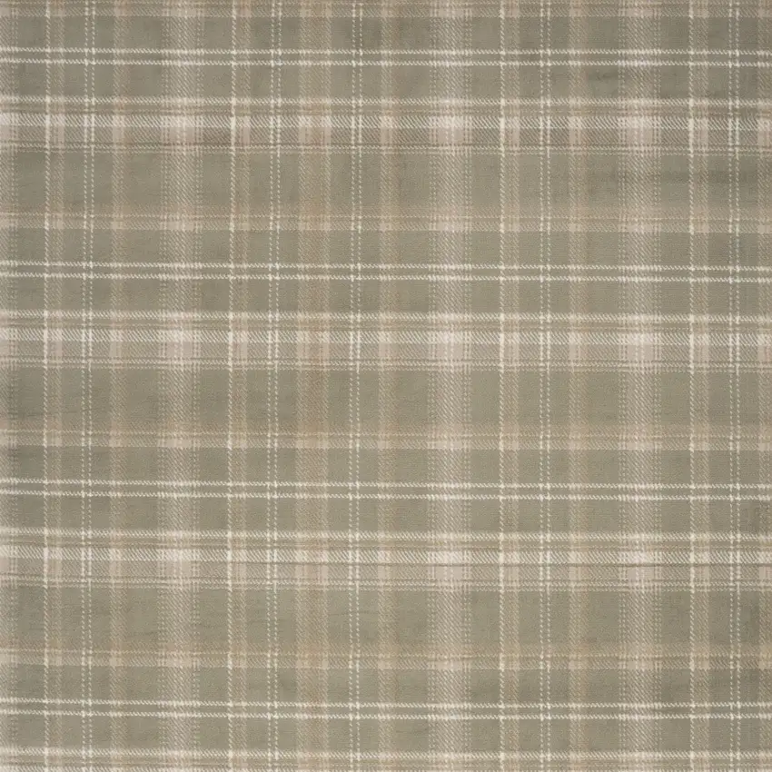Green Plaid Power Loom Area Rug Photo 7