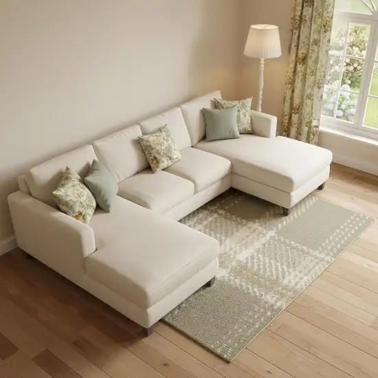 Green Plaid Power Loom Area Rug Photo 1