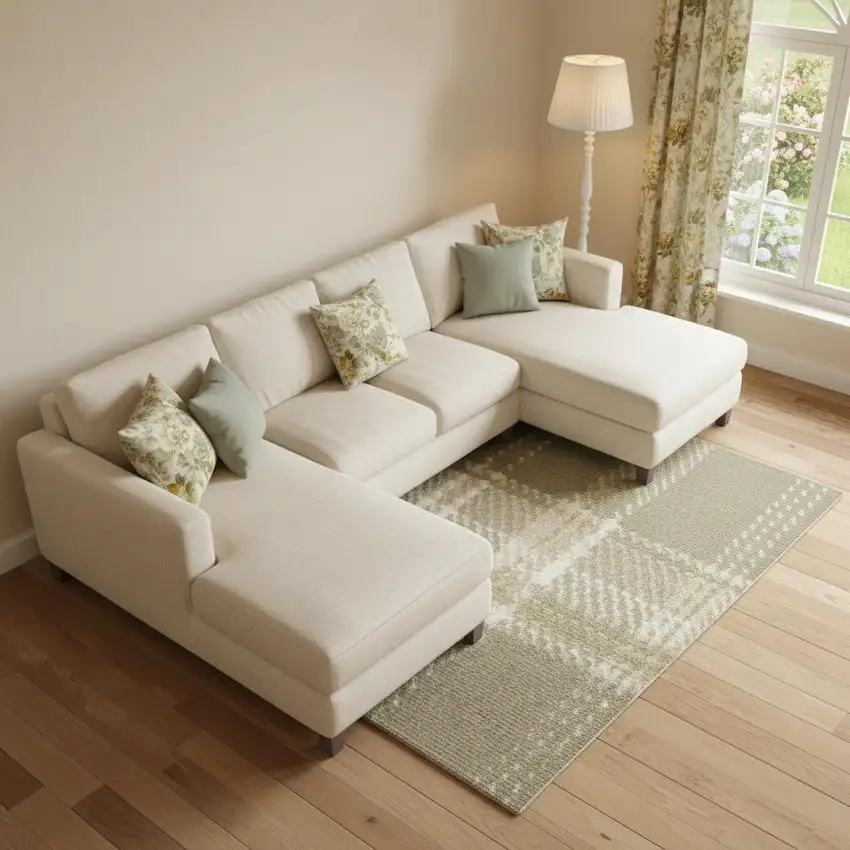 Green Plaid Power Loom Area Rug Photo 1