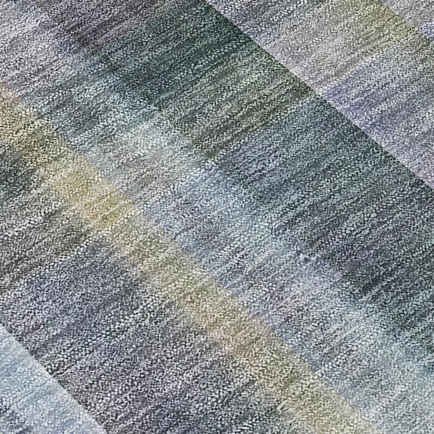 Blue Gray and Green Plaid Washable Non Skid Indoor Outdoor Area Rug Photo 8