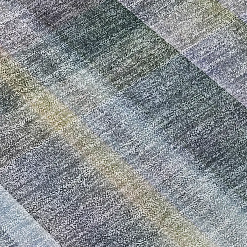 Green Plaid Washable Non Skid Indoor Outdoor Area Rug Photo 9