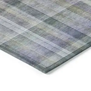 Photo of Green Plaid Washable Non Skid Indoor Outdoor Area Rug