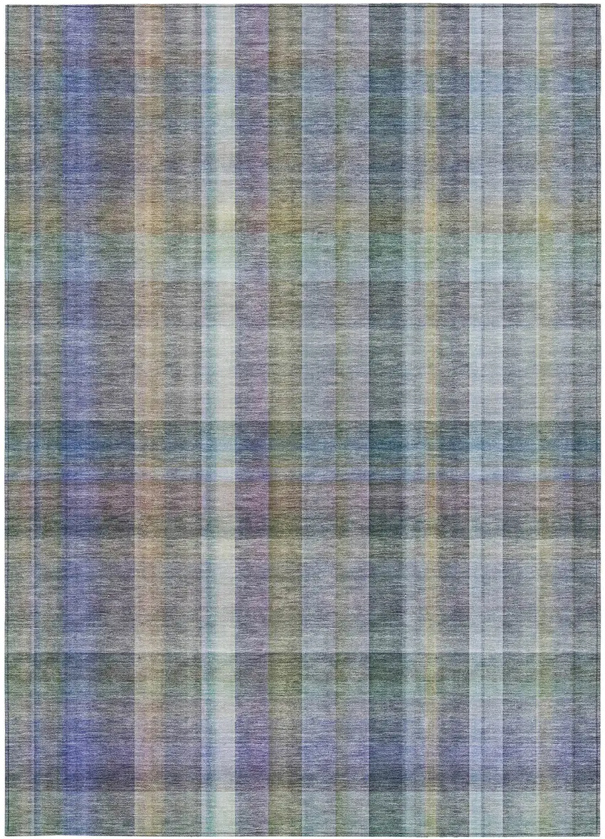 Green Plaid Washable Non Skid Indoor Outdoor Area Rug Photo 2