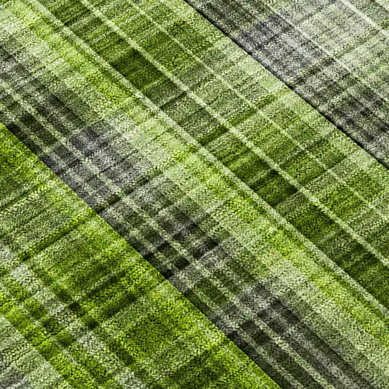 Green Plaid Washable Non Skid Indoor Outdoor Area Rug Photo 4