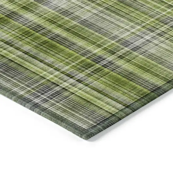 Green Plaid Washable Non Skid Indoor Outdoor Area Rug Photo 6