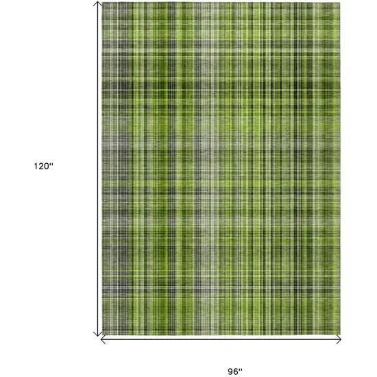 Green Plaid Washable Non Skid Indoor Outdoor Area Rug Photo 3