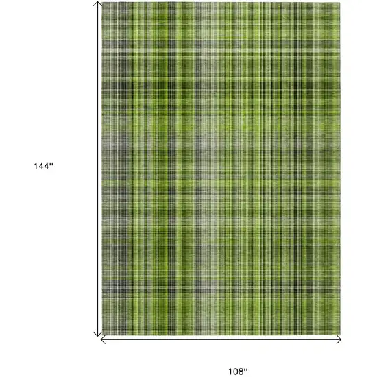 Green Plaid Washable Non Skid Indoor Outdoor Area Rug Photo 7