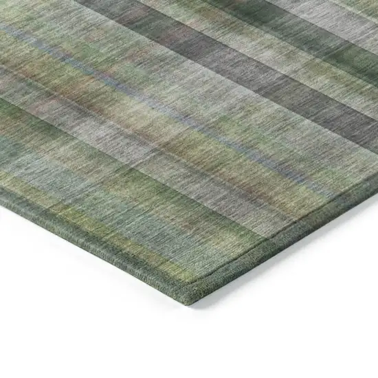 Green Plaid Washable Non Skid Indoor Outdoor Area Rug Photo 6