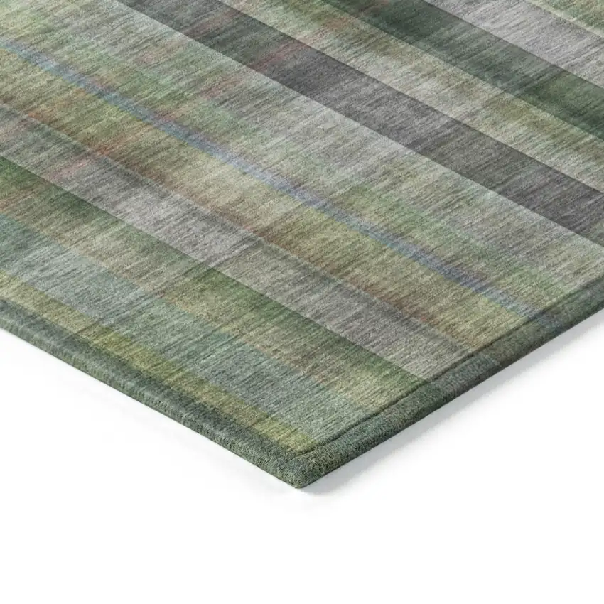 Green Plaid Washable Non Skid Indoor Outdoor Area Rug Photo 6