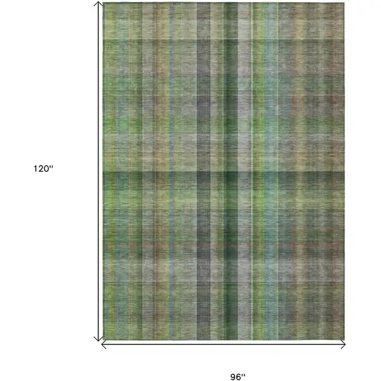 Green Plaid Washable Non Skid Indoor Outdoor Area Rug Photo 7