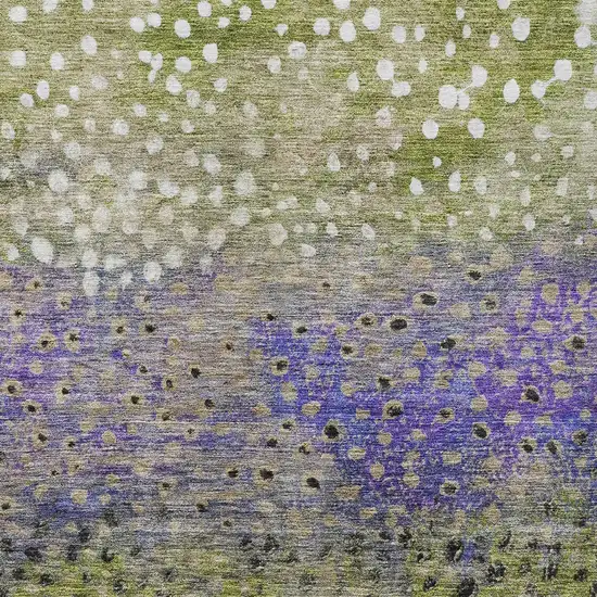 Green Purple And Black Abstract Washable Indoor Outdoor Area Rug Photo 5