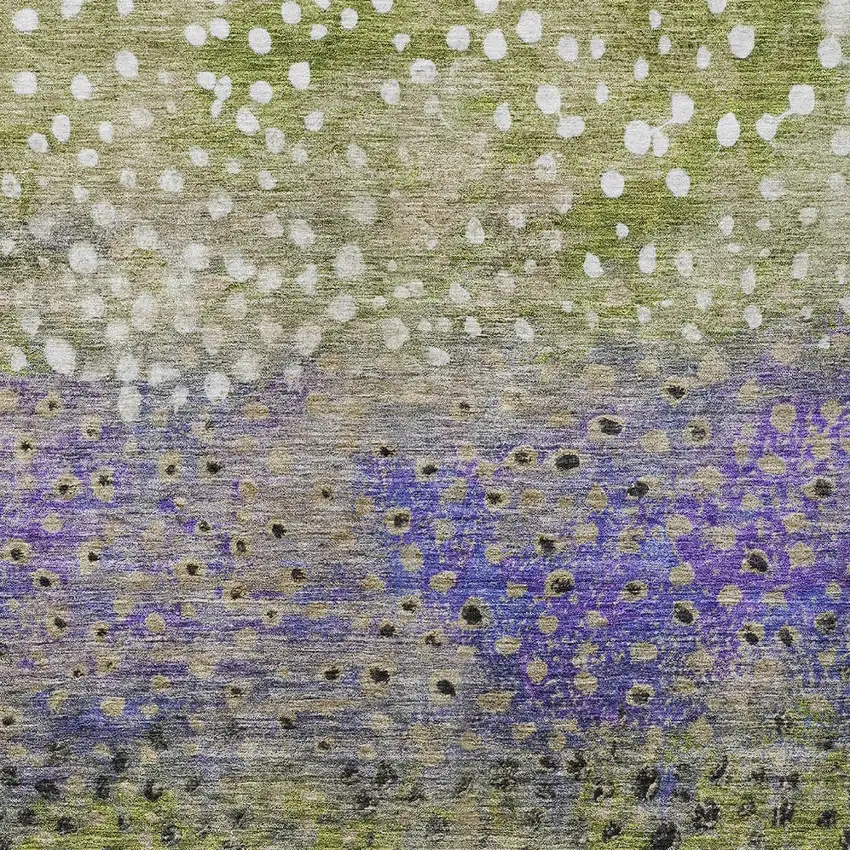 Green Purple And Black Abstract Washable Indoor Outdoor Area Rug Photo 5