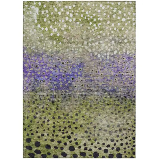 Green Purple And Black Abstract Washable Indoor Outdoor Area Rug Photo 5