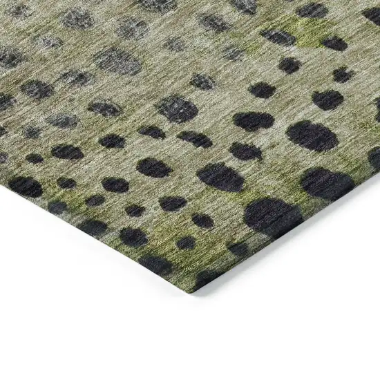 Green Purple And Black Abstract Washable Indoor Outdoor Area Rug Photo 4