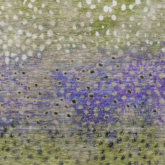 Green Purple And Black Abstract Washable Indoor Outdoor Area Rug Photo 5