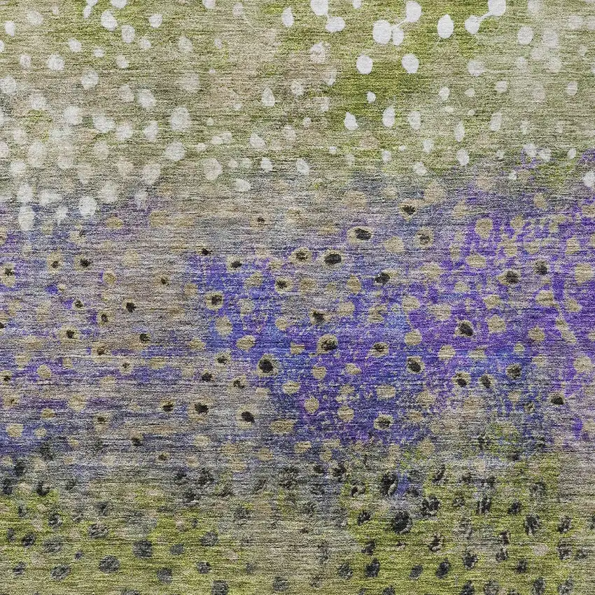 Green Purple And Black Abstract Washable Indoor Outdoor Area Rug Photo 5